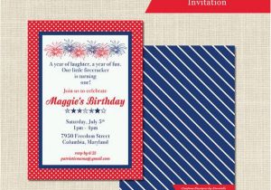 Patriotic Birthday Invitations Patriotic Birthday Invitation 1st Birthday Red White and