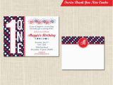 Patriotic Birthday Invitations Patriotic Birthday Invitation and Thank You Note Red White