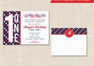 Patriotic Birthday Invitations Patriotic Birthday Invitation and Thank You Note Red White