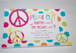 Peace Sign Birthday Invitations Baby Face Design Peace Sign Birthday Party Invitations