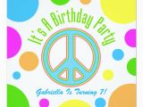 Peace Sign Birthday Invitations Colorful Peace Sign Birthday Party Invitations Zazzle