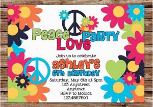 Peace Sign Birthday Invitations Custom Printable Peace Love Party Birthday by