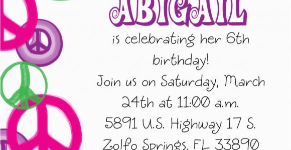 Peace Sign Birthday Invitations Free Printable Peace Sign Birthday Invitations