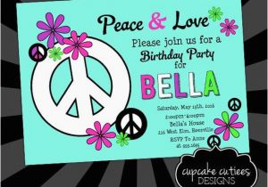 Peace Sign Birthday Invitations Peace Love Birthday Invite Peace Sign and by