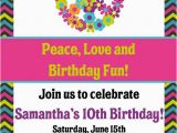 Peace Sign Birthday Invitations Peace Sign Birthday Invitation Print Your Own 5×7 by