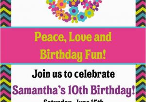 Peace Sign Birthday Invitations Peace Sign Birthday Invitation Print Your Own 5×7 by
