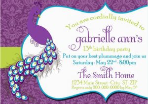 Peacock Birthday Party Invitations Diy Printable Peacock Birthday Invitation