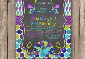 Peacock Birthday Party Invitations Peacock Birthday Invitation Peacock Invitation Peacock