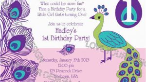 Peacock Birthday Party Invitations Peacock Birthday Invitation with Photo Jpeg File for