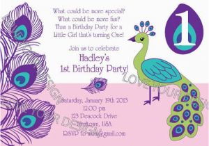 Peacock Birthday Party Invitations Peacock Birthday Invitation with Photo Jpeg File for