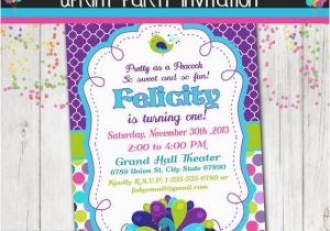 Peacock Birthday Party Invitations Peacock Party Invitation Custom Printable Peacock