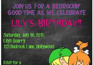 Pebbles Birthday Invitations Flintstones Pebbles Birthday Invite by Grinandgiggles On