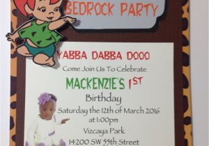 Pebbles Birthday Invitations Pebbles Bam Bam Invitation Flintstone Birthday Party Pebbles