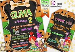 Pebbles Birthday Invitations the Flintstones Invitation Free Thank You Tag Pebbles