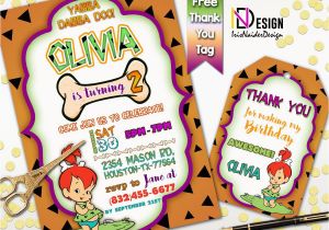 Pebbles Birthday Invitations the Flintstones Invitation Free Thank You Tag Pebbles