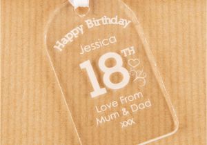 Personalised 18th Birthday Gifts for Her Personalised 18th Birthday Bottle Tag Clear Acrylic Girl