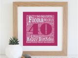 Personalised 40th Birthday Gifts for Her Personalised 40th Birthday Gift Printable 40th by