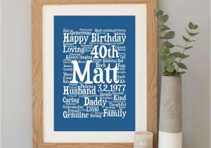 Personalised 40th Birthday Gifts for Her Personalised 40th Birthday Word Art Gift