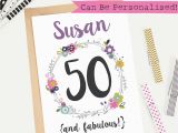 Personalised 50th Birthday Cards for Her 50th Birthday Card Personalised Customisable Greeting