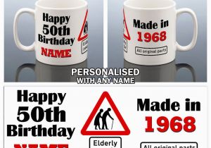 Personalised 50th Birthday Gifts for Him 50th Birthday Mug 1968 Personalised Cup 50 Gift for Him