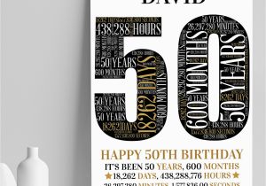 Personalised 50th Birthday Gifts for Him Personalised 50th Birthday Gift 50th Word Art Print 50th Gifts