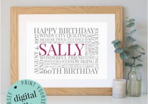 Personalised 60th Birthday Gifts for Him Personalised 60th Birthday Gift Word Art 60th Birthday