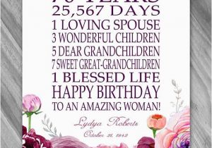 Personalised 70th Birthday Gifts for Him 70th Birthday Gift Print Personalized 70 Year Birthday