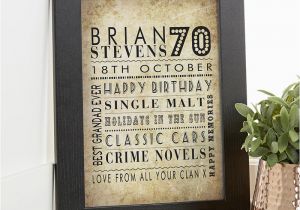 Personalised 70th Birthday Gifts for Him 70th Birthday Gifts Present Ideas for Men Chatterbox Walls