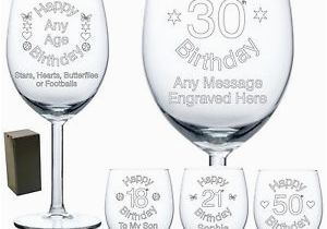 Personalised 70th Birthday Gifts for Him Personalised Wine Glass Engraved Birthday Gift 70th 80th