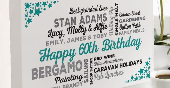 Personalised Birthday Gifts for Him Uk 60th Birthday Gift Of Personalised Typographic Art