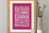 Personalised Gifts for Her 60th Birthday Personalised 60th Birthday Word Art Gift by Hope and Love