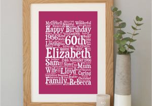 Personalised Gifts for Her 60th Birthday Personalised 60th Birthday Word Art Gift by Hope and Love