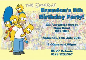 Personalised Simpsons Birthday Cards Personalised the Simpsons Invitations Design 1