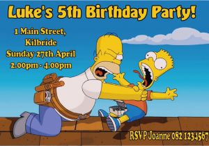 Personalised Simpsons Birthday Cards Personalised the Simpsons Invitations Design 2
