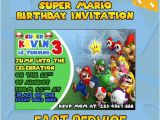 Personalised Super Mario Birthday Card Super Mario Birthday Invitations Card Invitation by