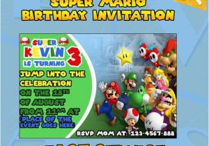 Personalised Super Mario Birthday Card Super Mario Birthday Invitations Card Invitation by