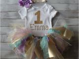 Personalized 1st Birthday Girl Outfits Baby Girl 1st Birthday Outfit Personalized Pink Gold Purple