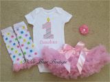 Personalized 1st Birthday Girl Outfits Baby Girl 1st Birthday Outfit Pink Blue Rainbow Personalized