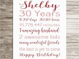 Personalized 30th Birthday Gifts for Her 30th Birthday Gift Birthday Sign Personalized Print for Her