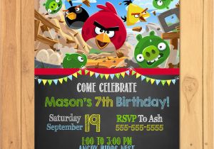 Personalized Angry Birds Birthday Invitations Angry Birds Invitation Chalkboard Angry Birds Birthday