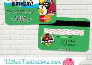 Personalized Angry Birds Birthday Invitations Personalized Angry Birds Birthday Credit Card Invitations