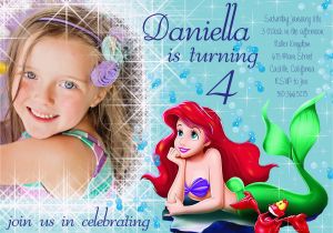 Personalized Ariel Birthday Invitations Ariel Under the Sea Photo Birthday Party Invitation with