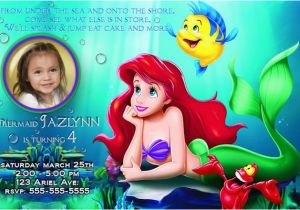 Personalized Ariel Birthday Invitations Little Mermaid Birthday Invitations Photo Invitations