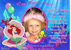 Personalized Ariel Birthday Invitations Little Mermaid Custom Photo Birthday Invitation