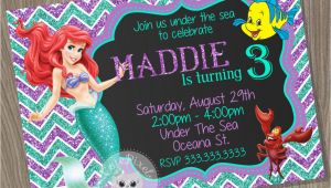 Personalized Ariel Birthday Invitations Little Mermaid Invitation Ariel Invitation Disney Little