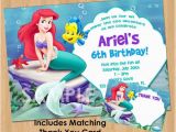 Personalized Ariel Birthday Invitations Little Mermaid Invitation Thank You Note Printable