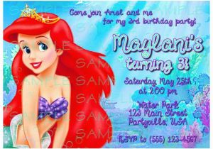 Personalized Ariel Birthday Invitations Personalized Little Mermaid Ariel Party Invitation