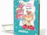 Personalized Birthday Cards for Kids Custom Name Birthday Card for Kids Kitty Mice and