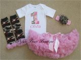 Personalized Birthday Girl Outfits Pink Camo Baby Girl 1st Birthday Outfit Personalized