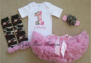 Personalized Birthday Girl Outfits Pink Camo Baby Girl 1st Birthday Outfit Personalized